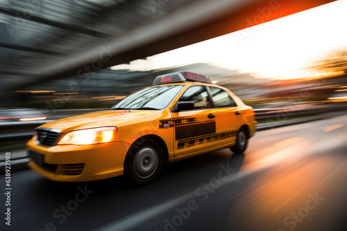 Taxi Speeding Through Urban Expressway