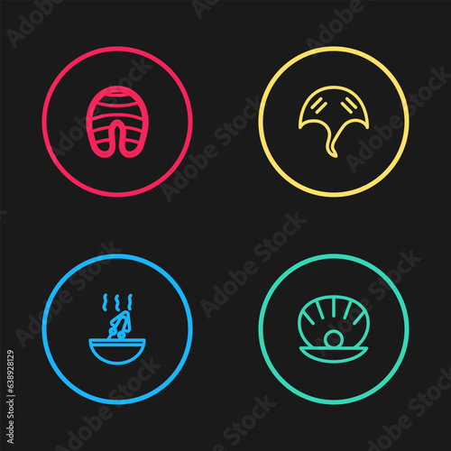 Wallpaper Mural Set line Soup with octopus, Shell pearl, Stingray and Fish steak icon. Vector Torontodigital.ca