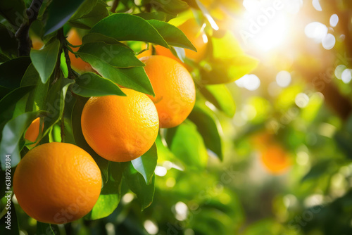 Sun-Kissed Citrus: Oranges Glistening on the Tree