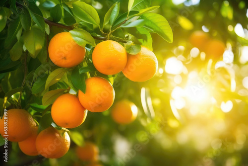 Sun-Drenched Oranges on the Tree