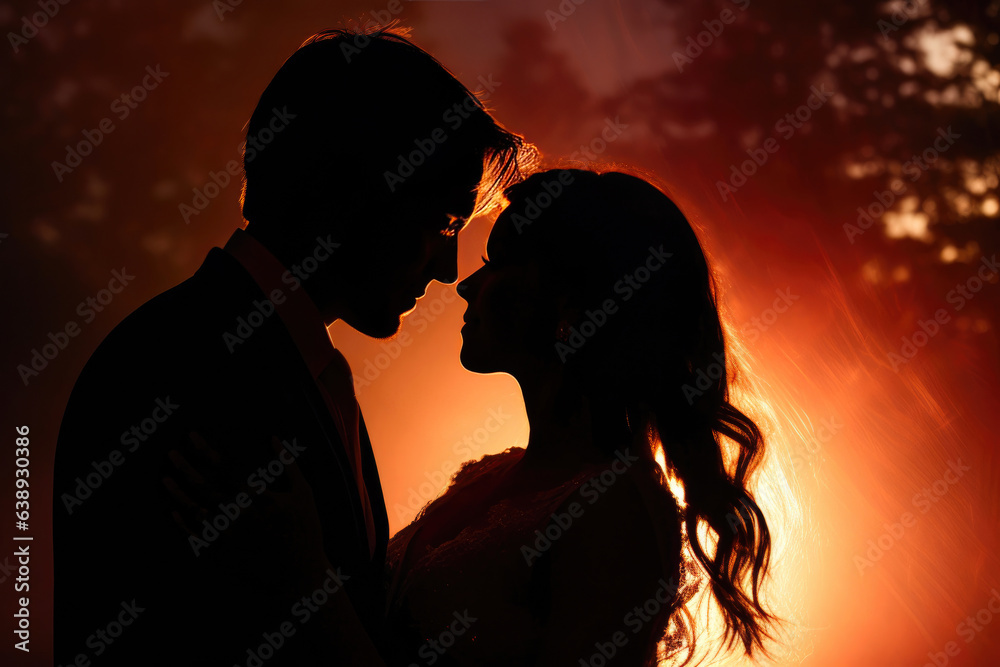 Silhouetted Newlyweds