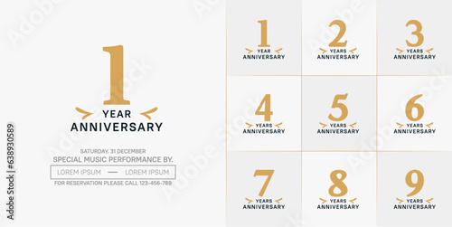 set of anniversary logo with brown number on white background can be use for celebration