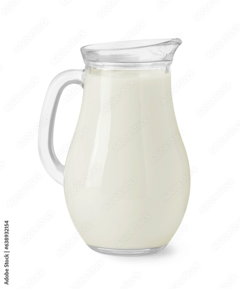 Glass jug of fresh milk isolated on white Glass jug of fresh milk isolated on white