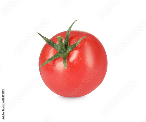 One red ripe cherry tomato isolated on white