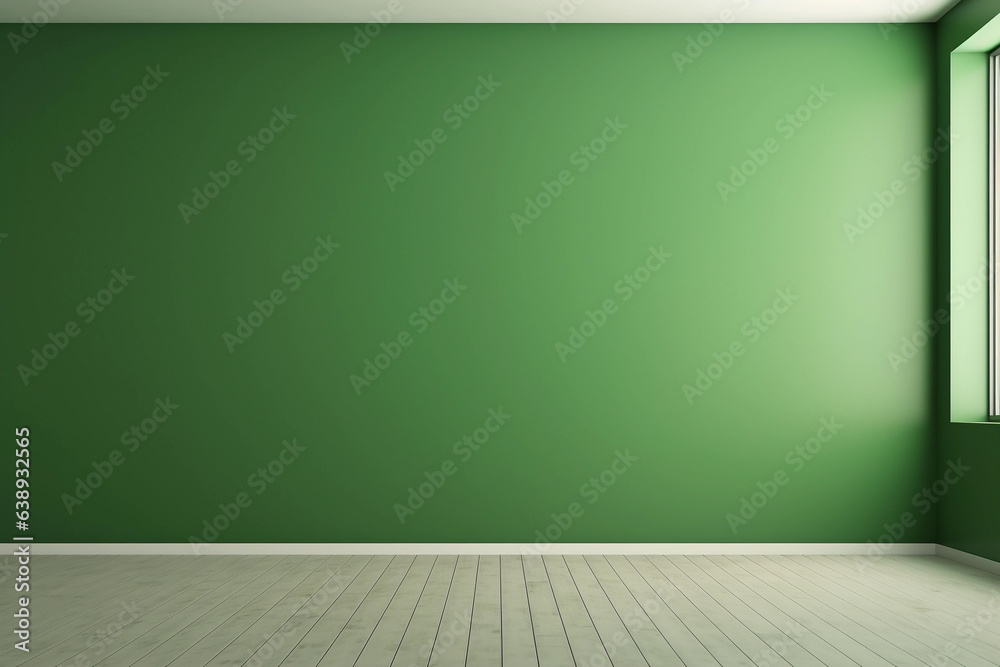 Monochrome green empty room with window in modern house. Wall scene mockup for showcase. Interior with copyspace. Monochrome green empty room with window in modern house. Wall scene mockup for showcase. Interior with copyspace.