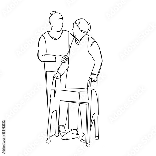 nurse helping elderly woman to walk