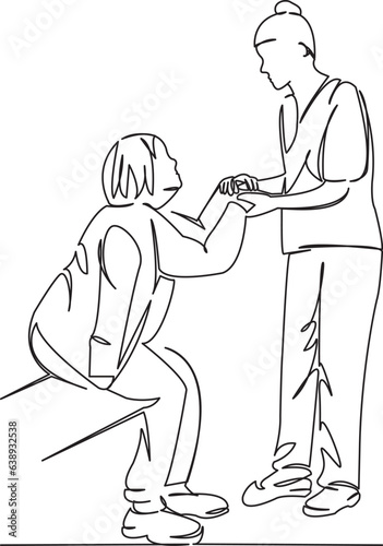 nurse helping an elderly woman