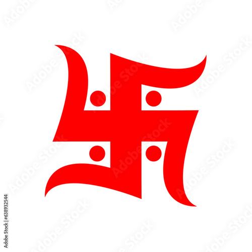 Red swastika vector icon. Hindu holy sigh swastika.