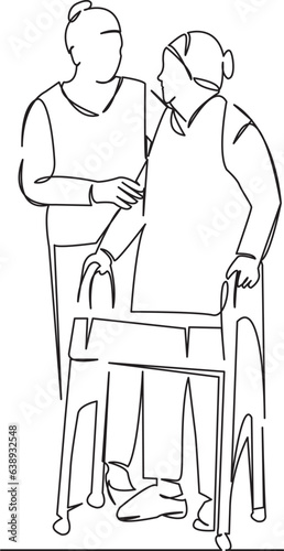 nurse helping elderly woman to walk