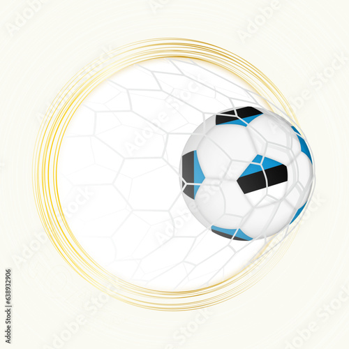 Football emblem with football ball with flag of Estonia in net  scoring goal for Estonia.