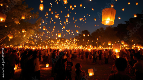 Yi Peng festival lantern festival Chiang Mai, Thailand photo