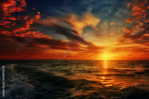 A sunset in an ocean