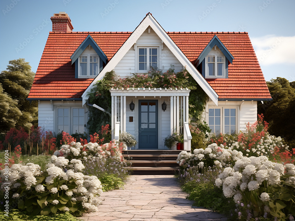 Classic cottage boasting a timeless, inviting house. AI generative.