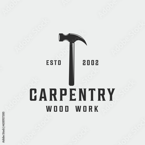 hammer carpentry logo vintage vector illustration template icon graphic design