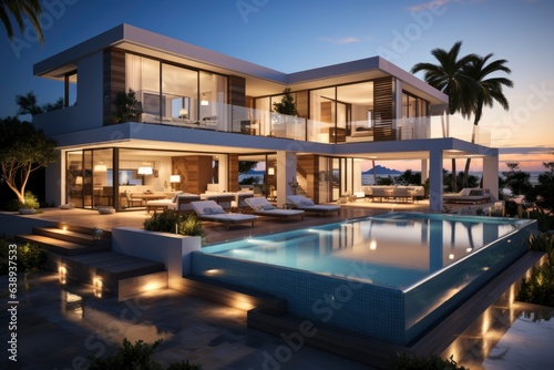 Modern angular luxury tropical villa with a swiming pool © Ferit
