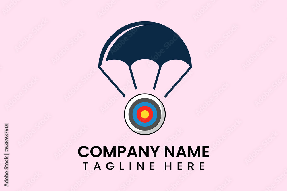 Flat vector parachute balloon target sport logo modern style template