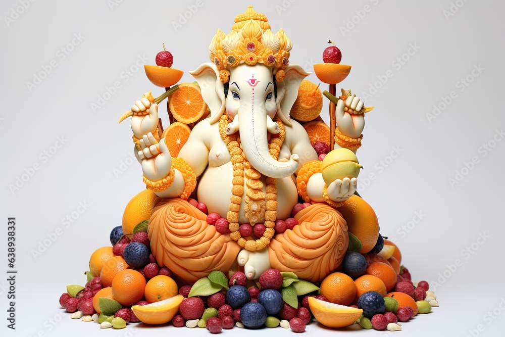 portrait of lord ganesha with fruits portrait of lord ganesha with fruits