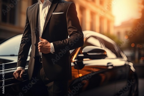 Professional driver near luxury car, closeup. Chauffeur service © Lucas