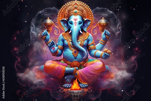 portrait of lord ganesha in cosmos background