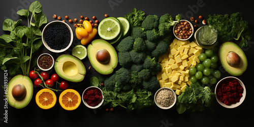 background of the vegetables on a black background