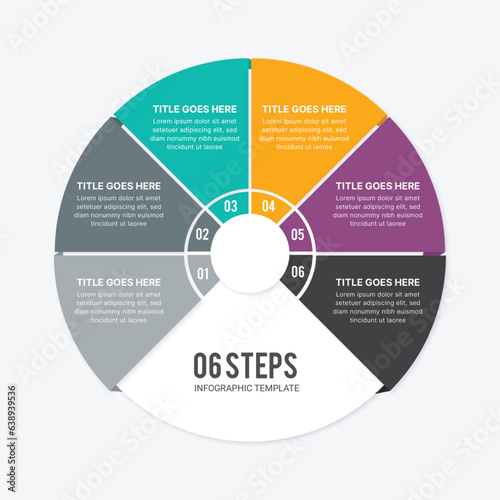 Six Steps Options Circle Round Infographic Template