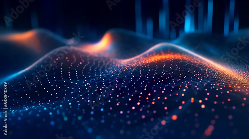 Abstract futuristic background. Computer background  network  neon glow. particle spread 
