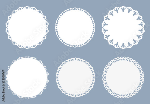 vector white doily lace round frames photo