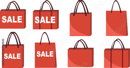 set of shopping bags a large set of red bags for sale with and without inscriptions, simple design, many options