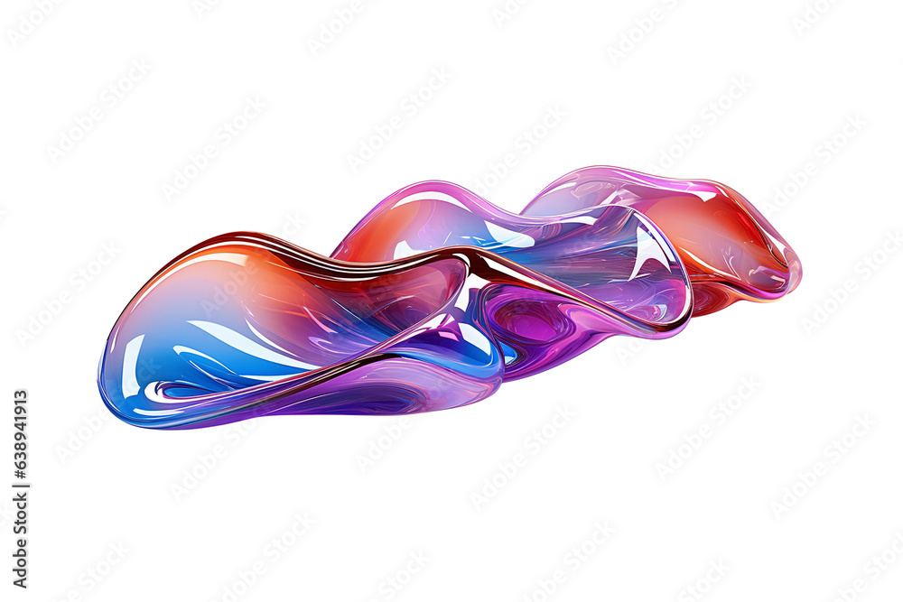 Obraz premium Abstract holographic liquid isolated on transparent background. Generative Ai