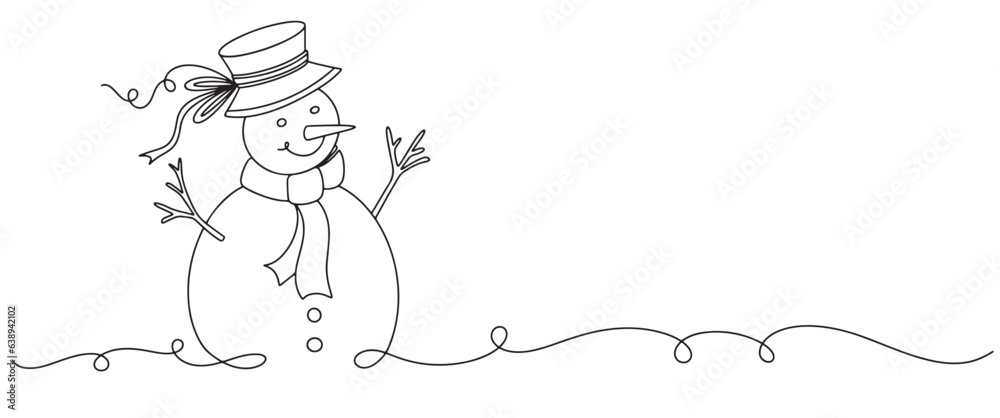snowman line art style. christmas element vector snowman line art style. christmas element vector