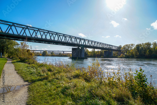 Bridge in steel construction for railway over the Danube in Sinzing ,Regensburg