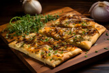 Onion Focaccia, herb-infused flatbread topped with caramelized onions