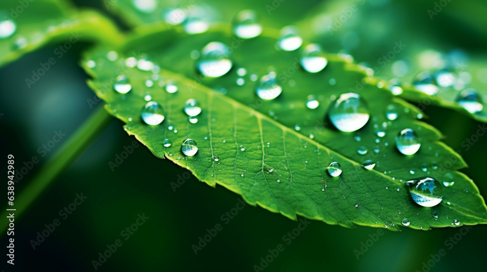 Water droplets on green leaf macro close up,nature background.Concept of decrease carbon dioxide emission ,carbon footprint and carbon credit.Global warming from climate change concept. Water droplets on green leaf macro close up,nature background.Concept of decrease carbon dioxide emission ,carbon footprint and carbon credit.Global warming from climate change concept.