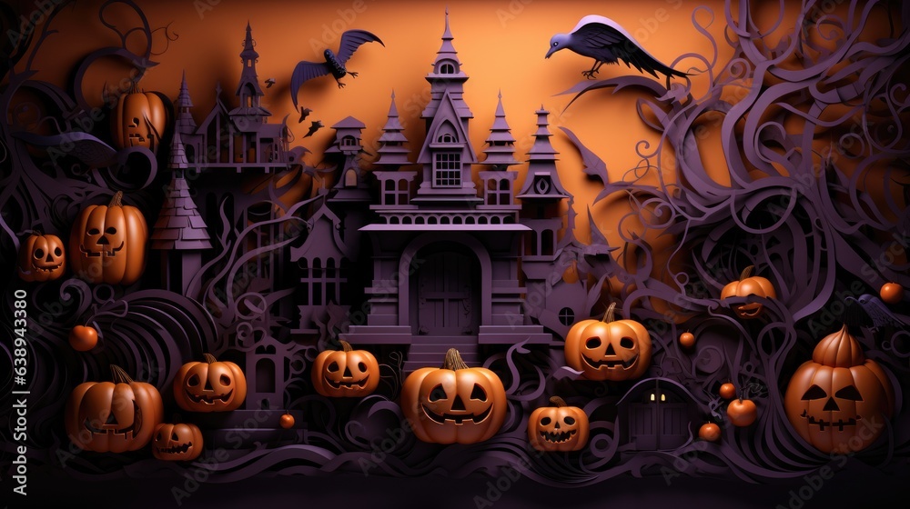 Halloween background with pumpkin 3D Halloween background with pumpkin 3D