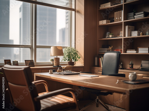 Elegant classic office featuring rich tones. AI generative. © Llama-World-studio