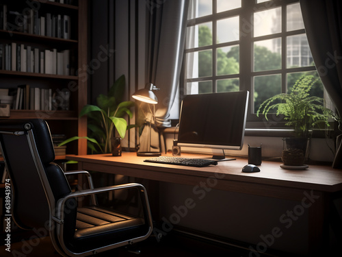 Timeless classic office offering a refined ambiance. AI generative. © Llama-World-studio