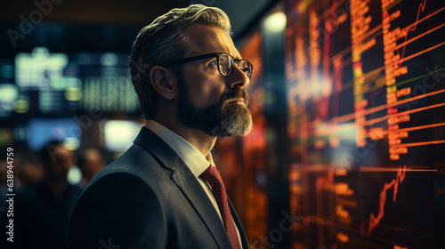  A business man looking the information on the investing dashboard, Generative Ai