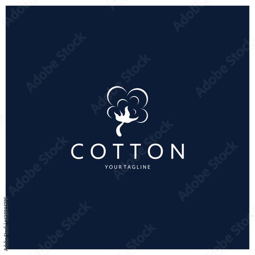 Soft natural organic cotton flower plant logo for cotton plantations, industries,business,textile,clothing and beauty,vector