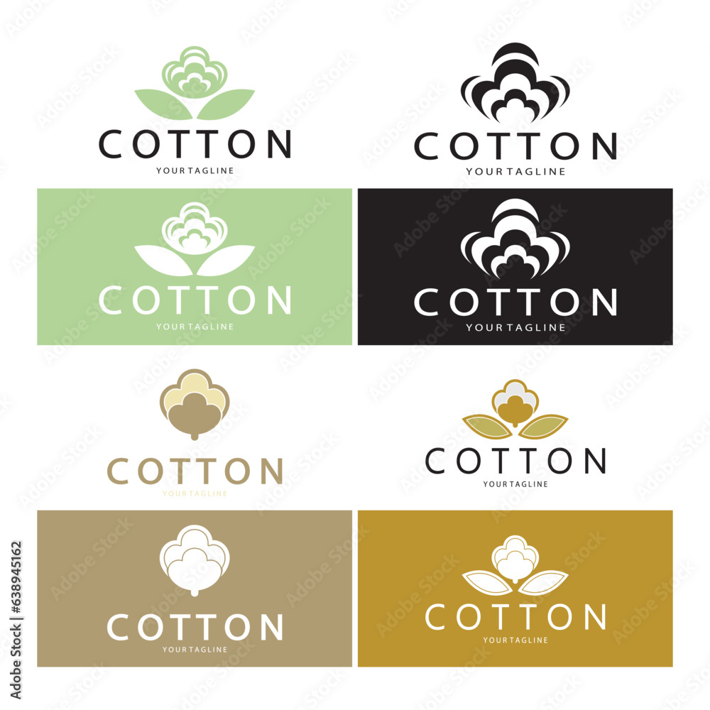 Soft natural organic cotton flower plant logo for cotton plantations, industries,business,textile,clothing and beauty,vector Soft natural organic cotton flower plant logo for cotton plantations, industries,business,textile,clothing and beauty,vector