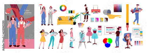 Color Palette Flat Composition Set