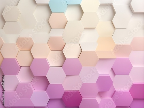 Visual pattern composed of perfectly defined hexagons each one of them with soft and harmonious pastel colors generative ai