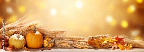 Harvest Blessings: Thanksgiving Banner with Pumpkins