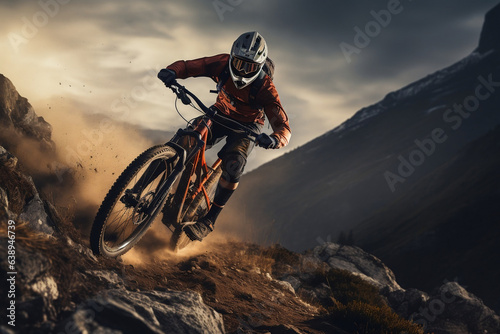 Mountain Biking Thrills, Extreme Athlete Conquering the Mountains