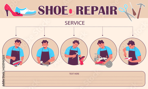 Shoe Repair Flat Infographic