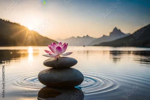 zen stones and flower