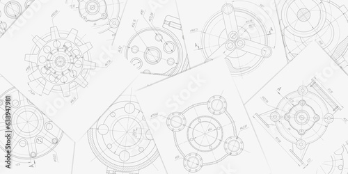 Engineering industrial background.Technical drawing .Technology banner.illustration . 