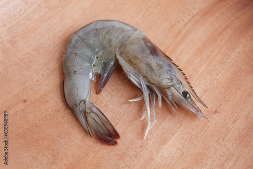 Uncooked whiteleg shrimps or Litopenaeus vannamei. Isolated on white background photo