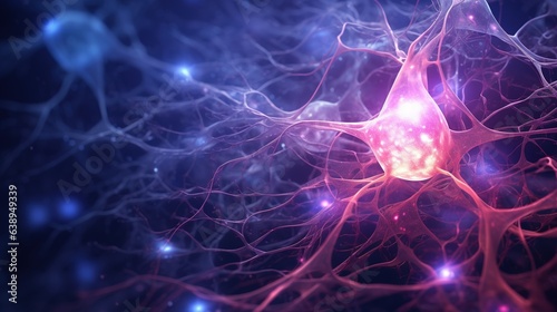 Close up illustration concept of a brain synapse