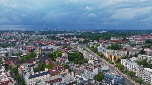 Drone shot of residential buildings in Charlottenburg district ,  Berlin-Charlottenburg-Wilmersdorf , Germany photo