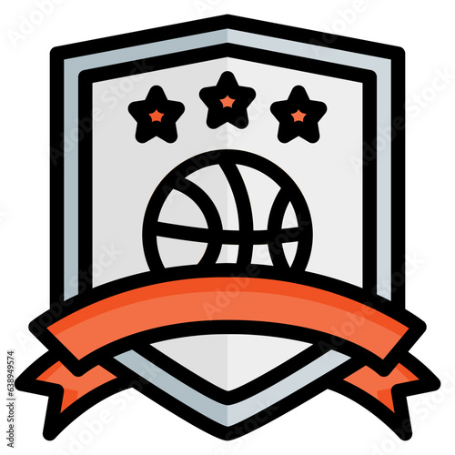  Badge, Emblem, Shield, Team, Club, Basketball, Sport Icon, Filled Line style icon vector illustration, Suitable for website, mobile app, print, presentation, infographic and any other project.